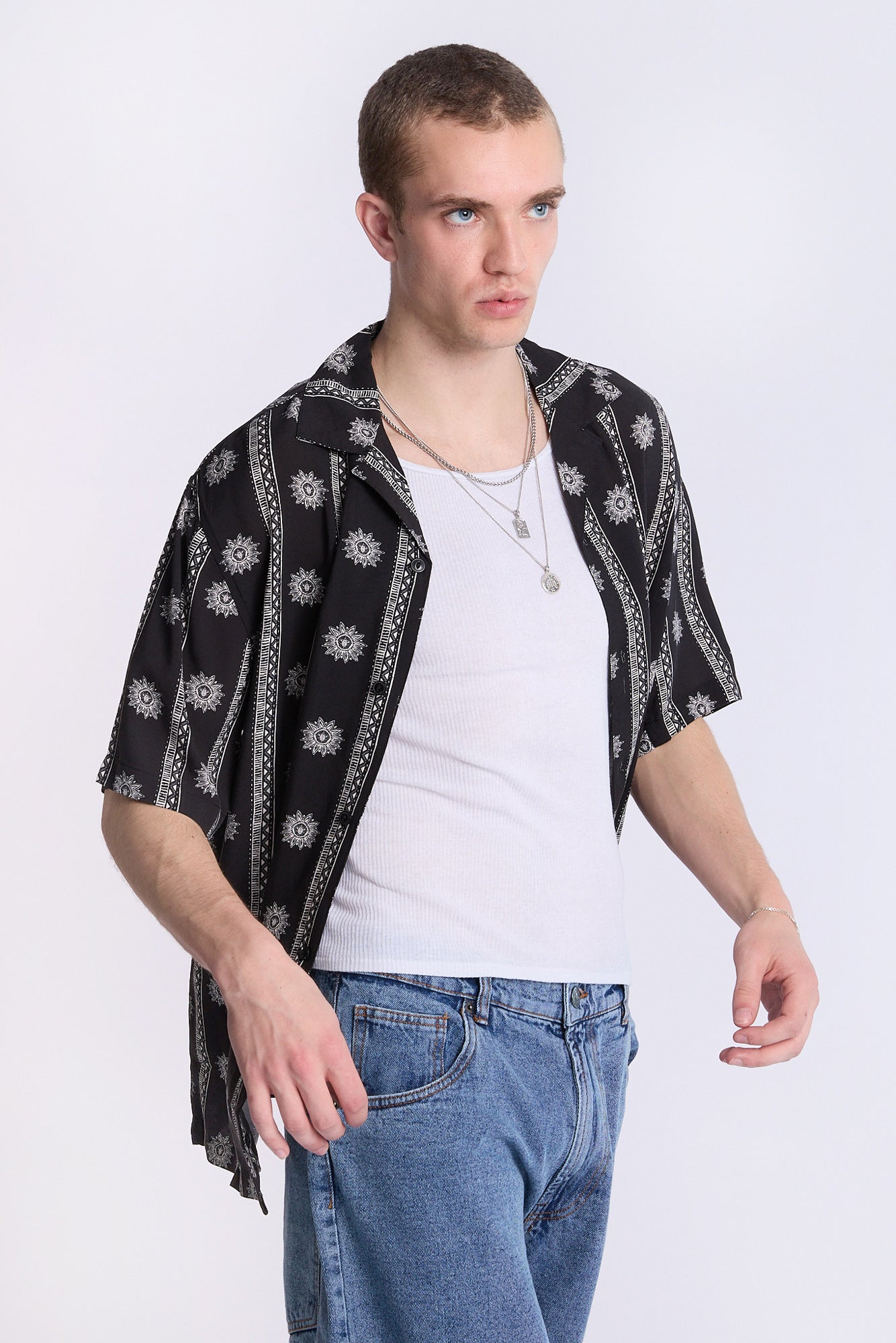 Arsenic Mens Medallion Print Button-Up - /