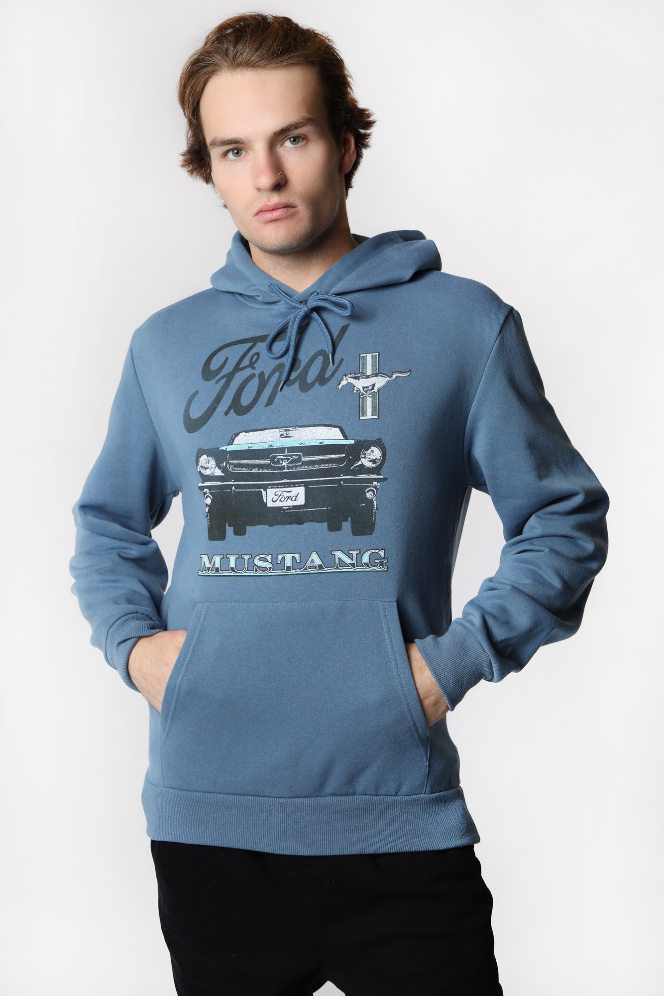 Mens Ford Mustang Hoodie - Medium Denim Blue /