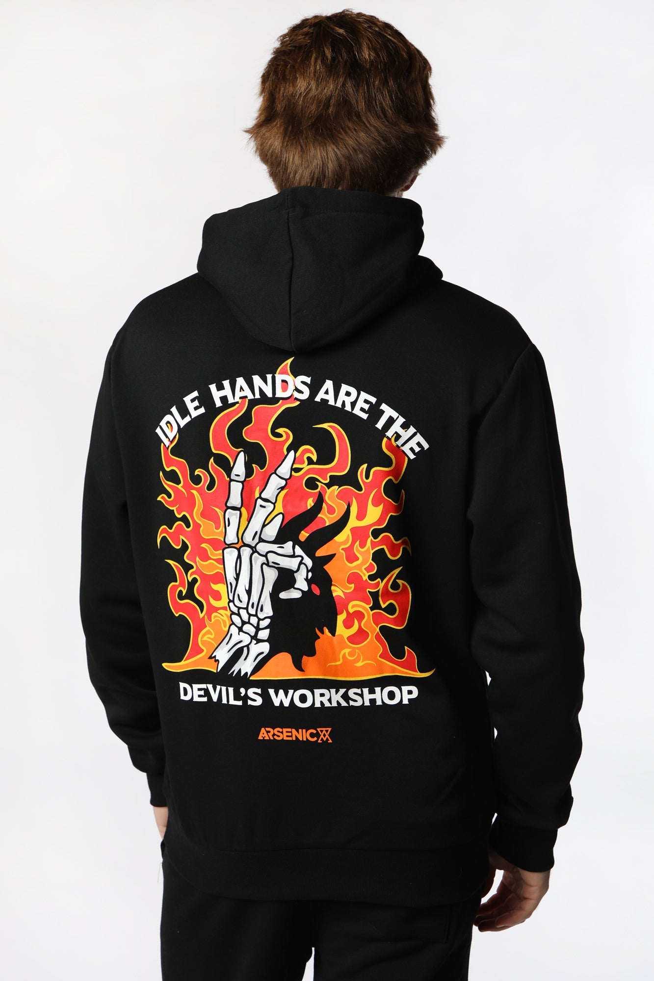 Arsenic Mens Idle Hands Graphic Hoodie - Black /