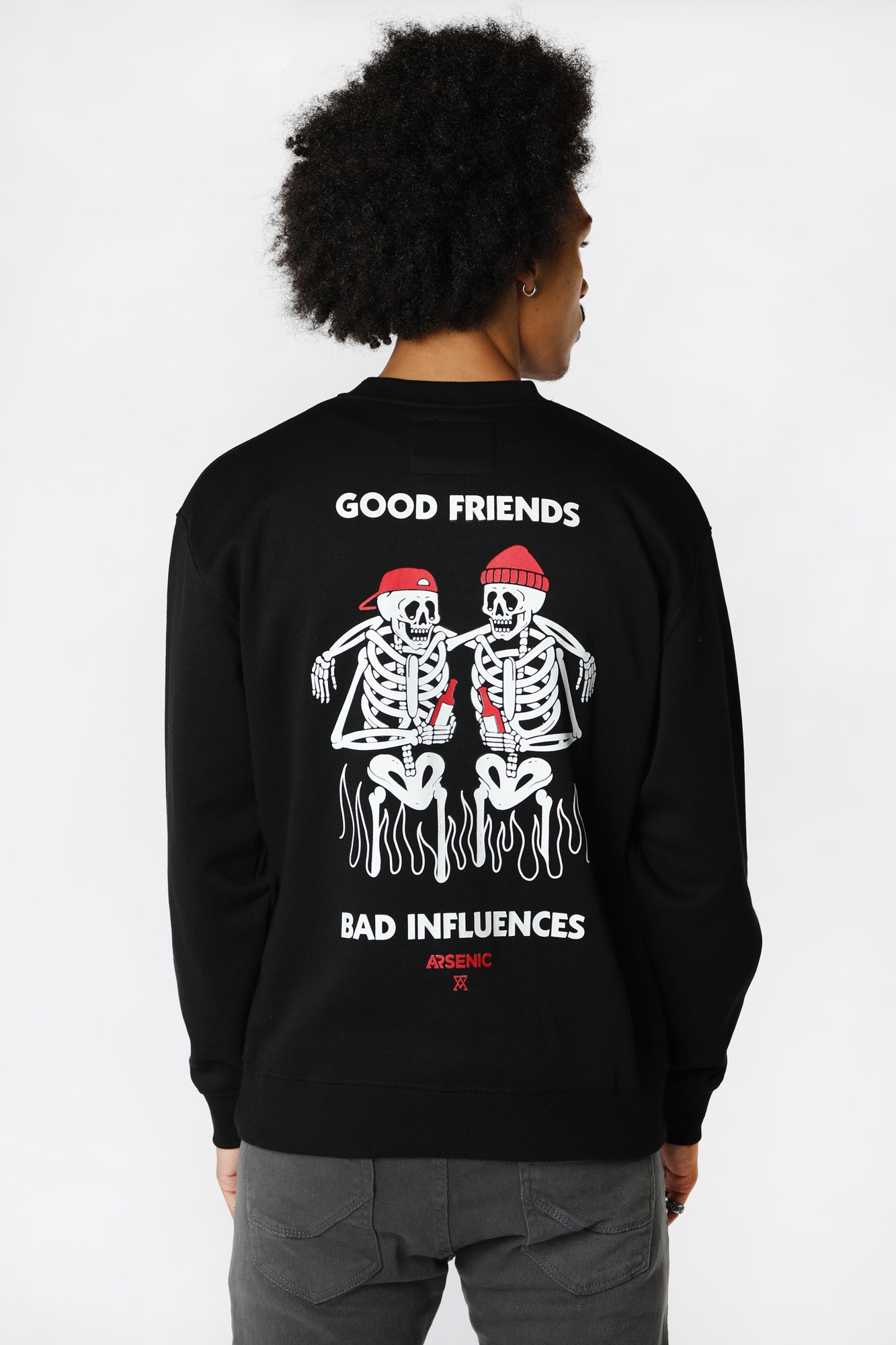 Arsenic Mens Bad Influences Crewneck Sweatshirt - Black /