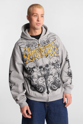 Arsenic Skull Graphic Zip-Up Hoodie