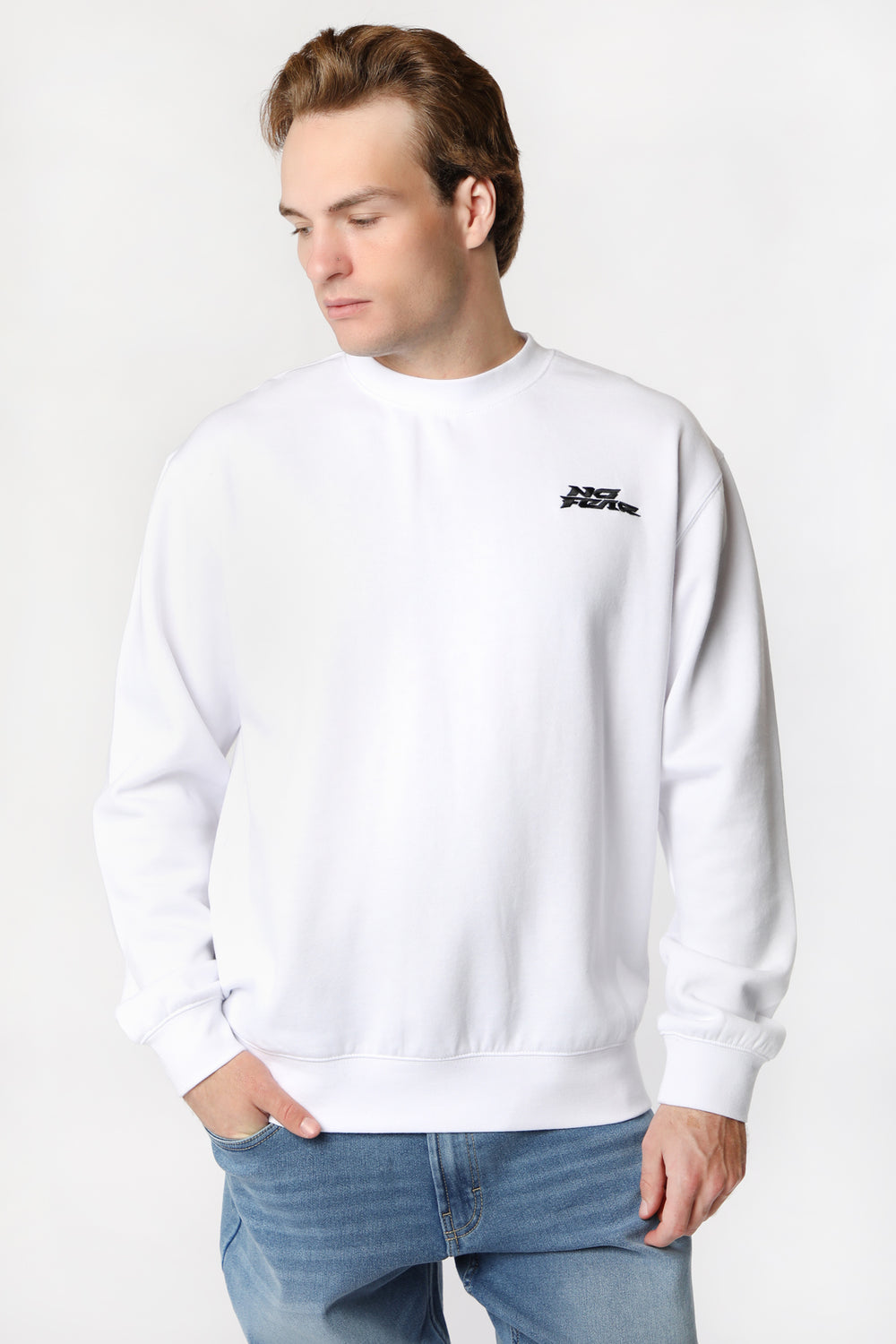 Sweatshirt Logo Brodé No Fear Homme Blanc