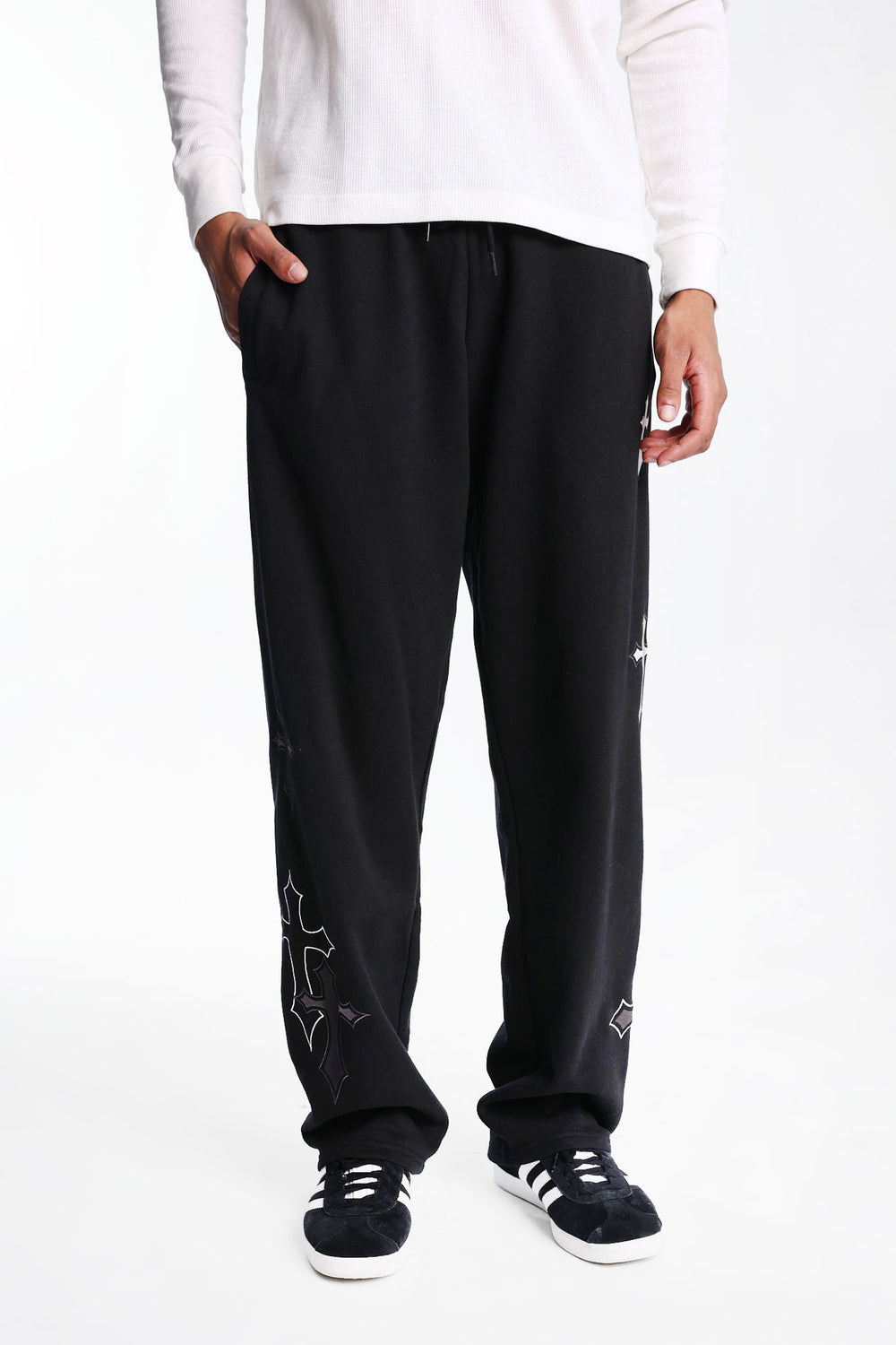 Jogger en molleton à jambe droite croix Arsenic Jogger en molleton à jambe droite croix Arsenic