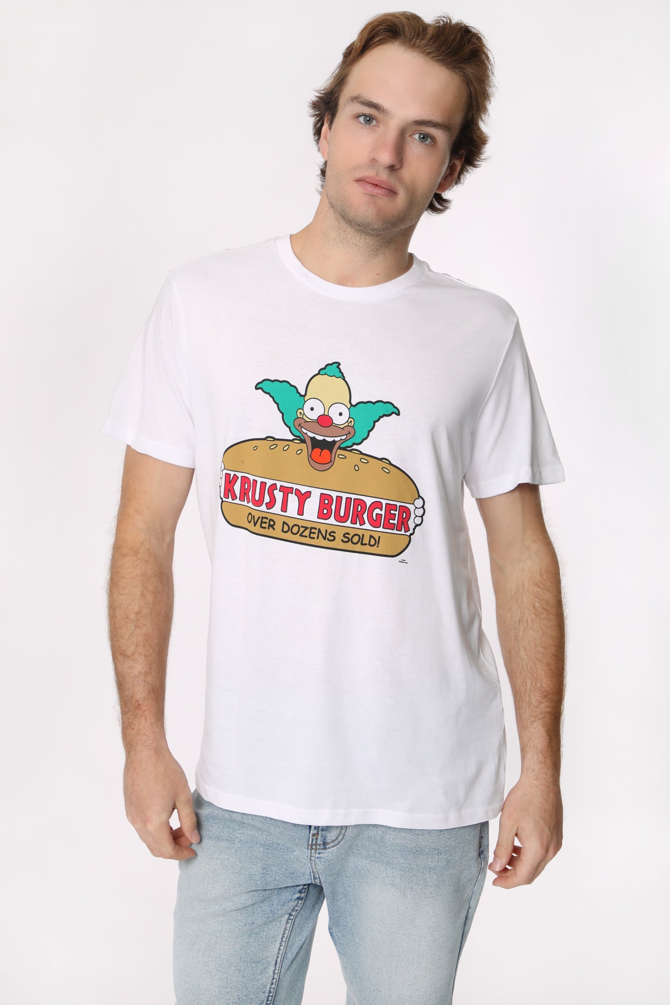 Mens The Simpsons Krusty Burger T-Shirt - White /