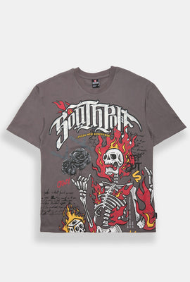 T-shirt imprimé squelette en flammes Southpole