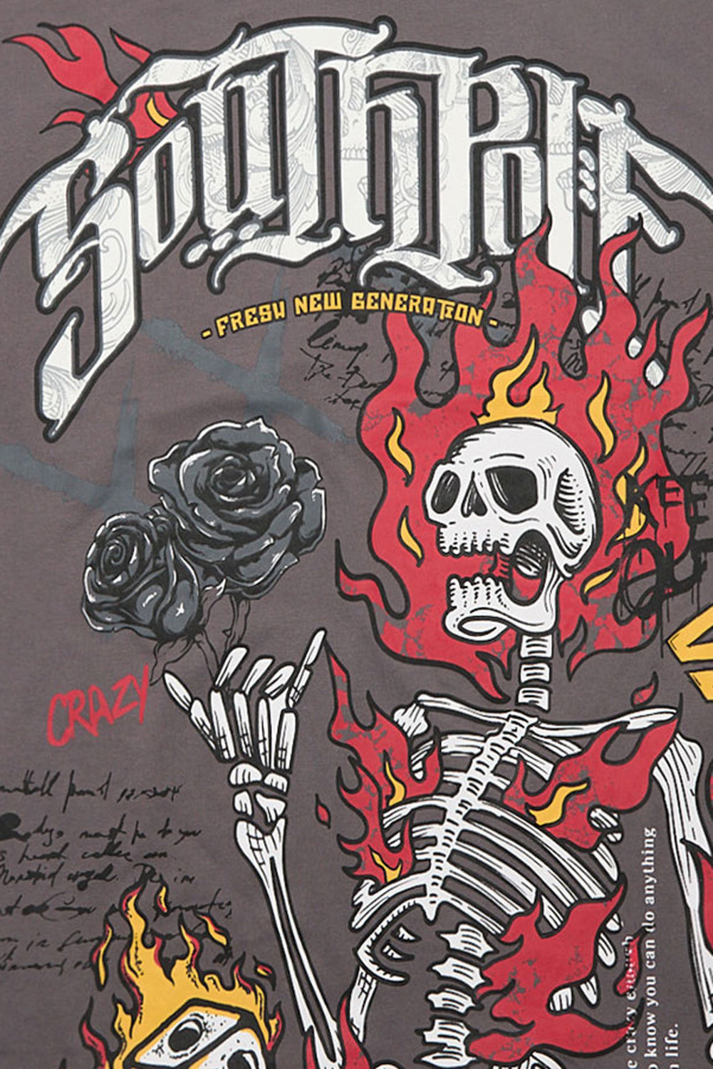Southpole Flaming Skeleton Graphic Tee Southpole Flaming Skeleton Graphic Tee