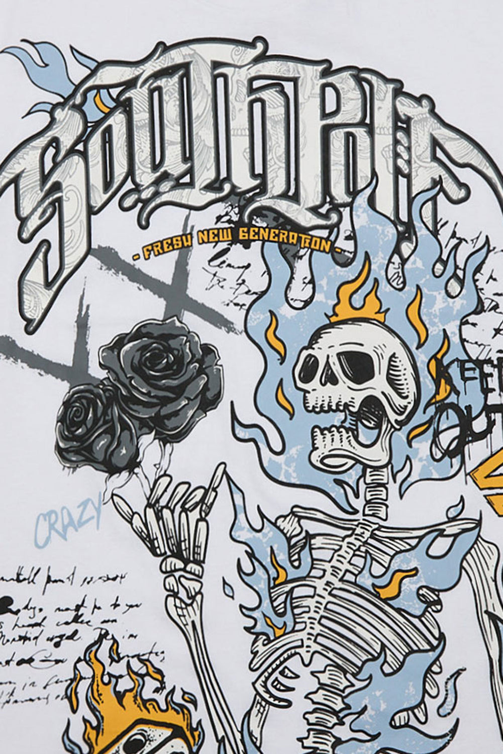 Southpole Flaming Skeleton Graphic Tee Southpole Flaming Skeleton Graphic Tee