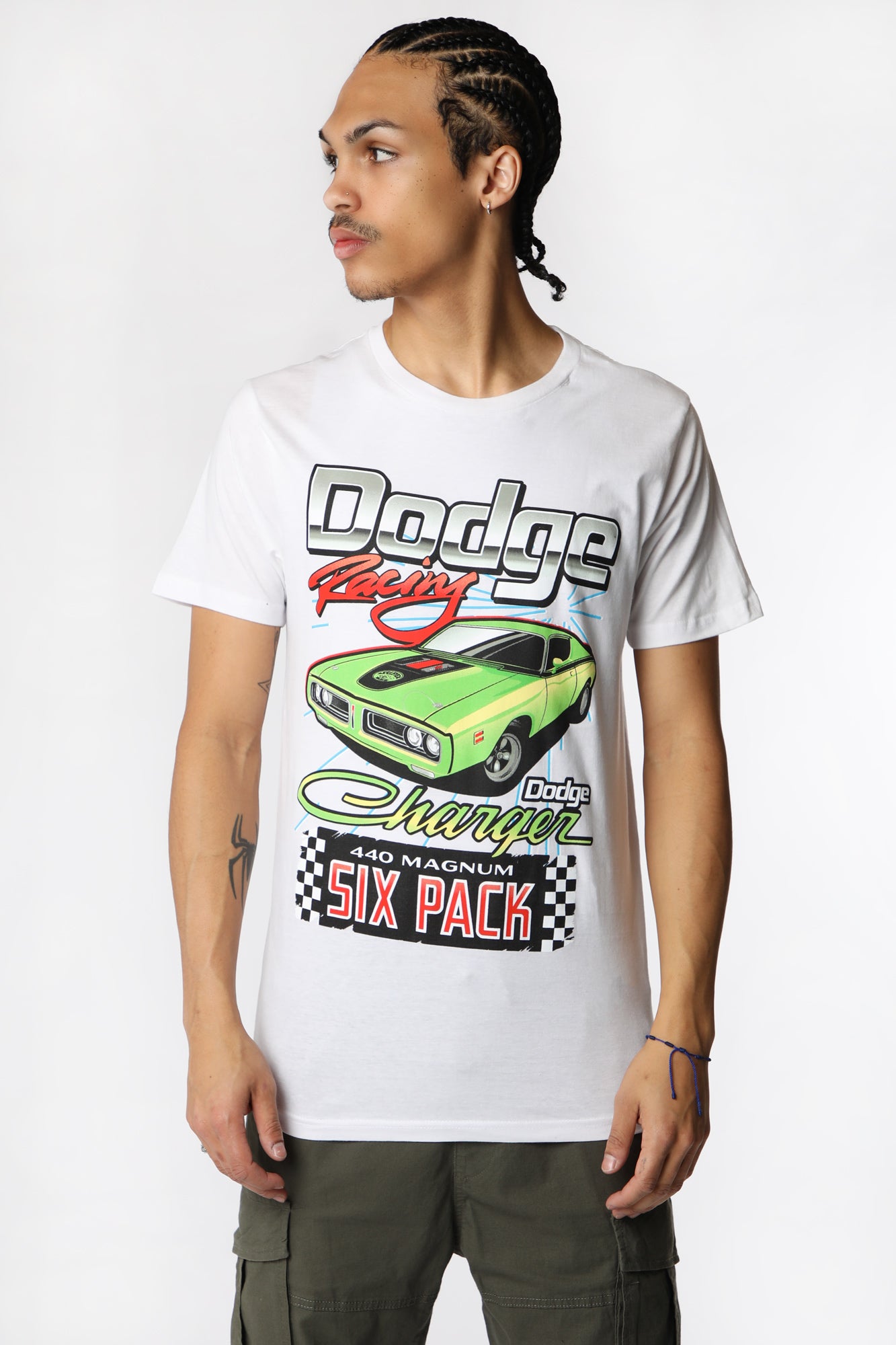 Mens Dodge Charger Racing T-Shirt - White /