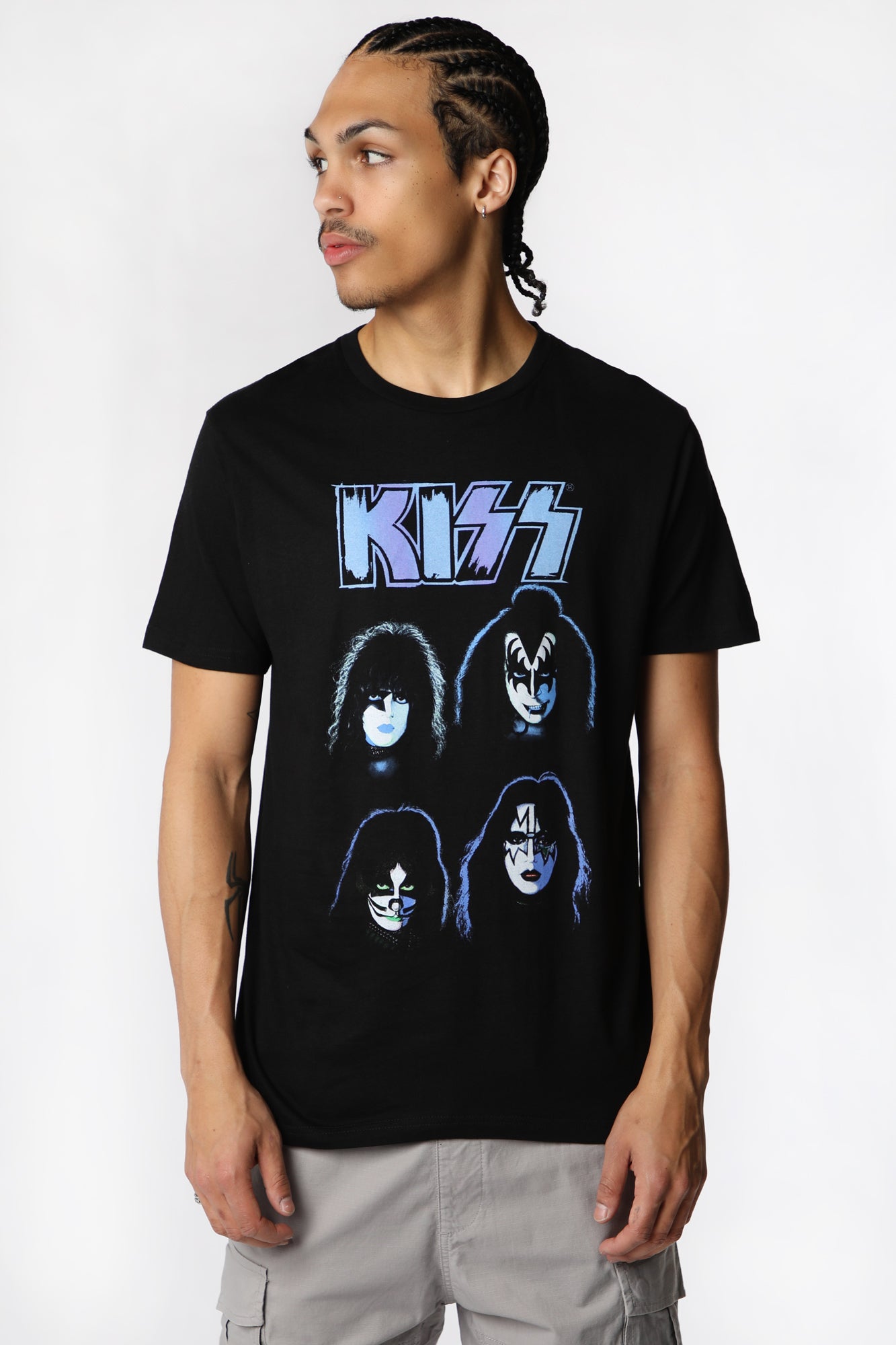 Mens KISS Four Faces T-Shirt - Black /
