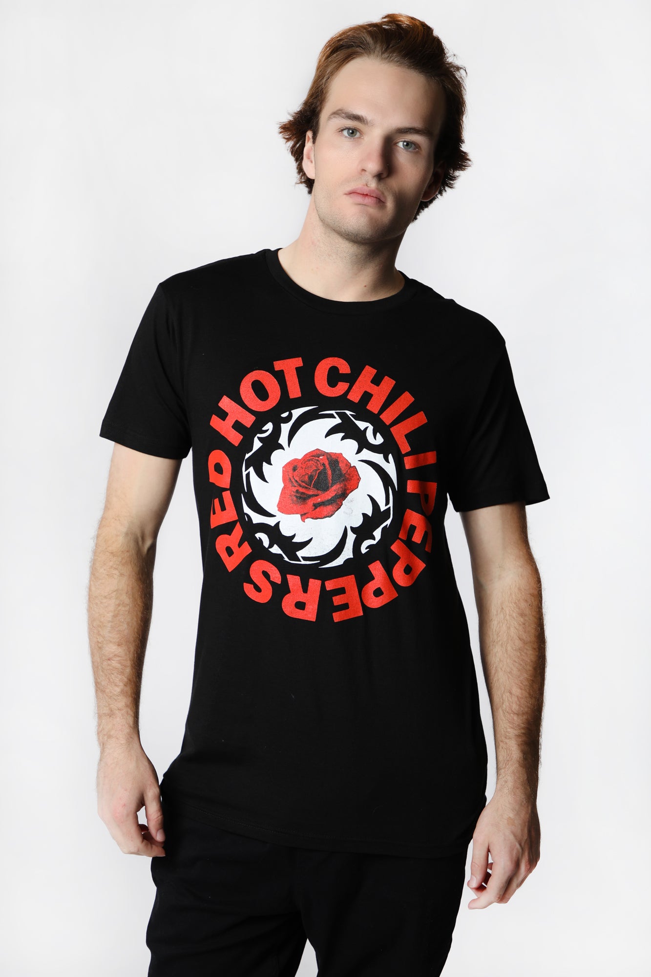 Mens Red Hot Chili Peppers Thorn Rose T-Shirt - Black /