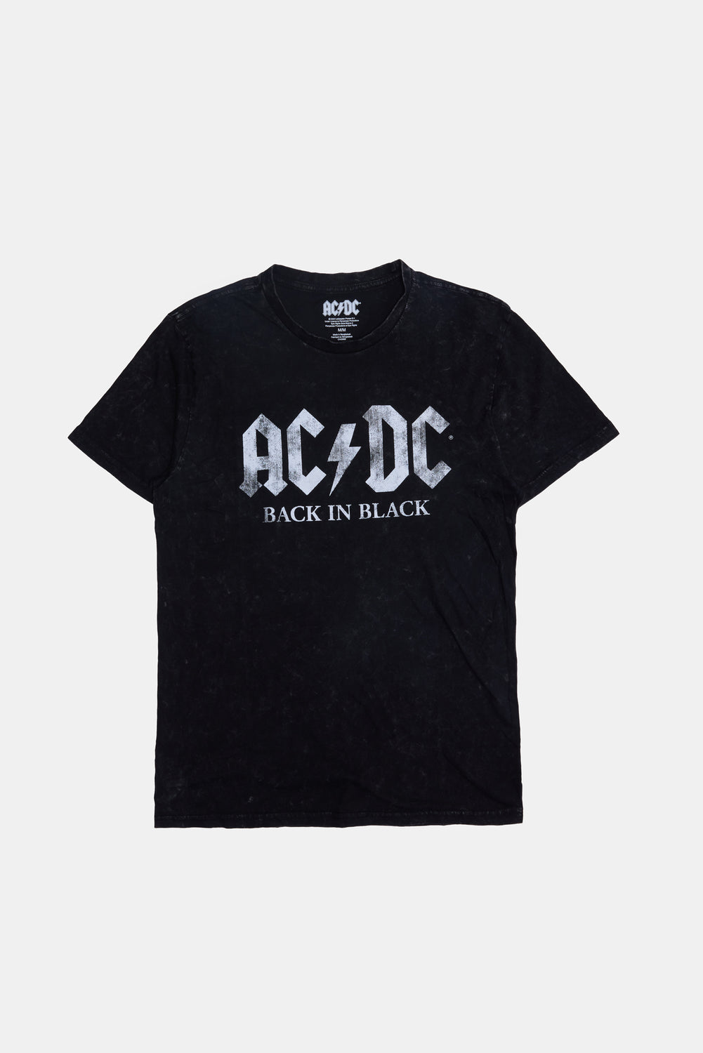 Mens AC DC Acid Wash T Shirt Black S P