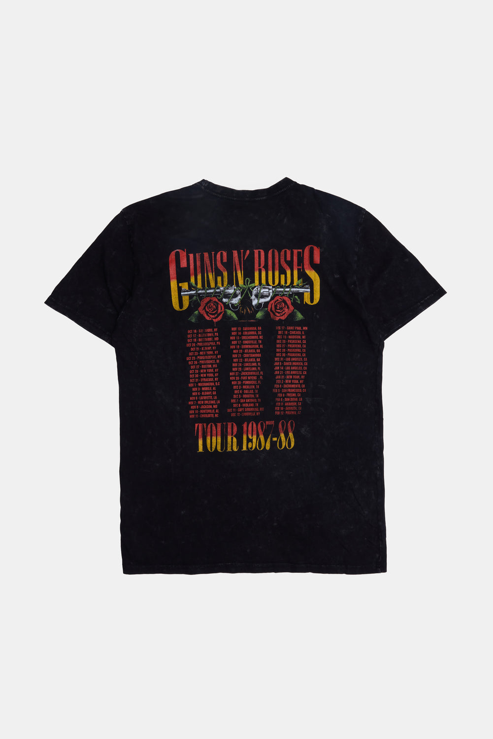 T-shirt délavé à l'acide imprimé Guns N' Roses Tour homme T-shirt délavé à l'acide imprimé Guns N' Roses Tour homme