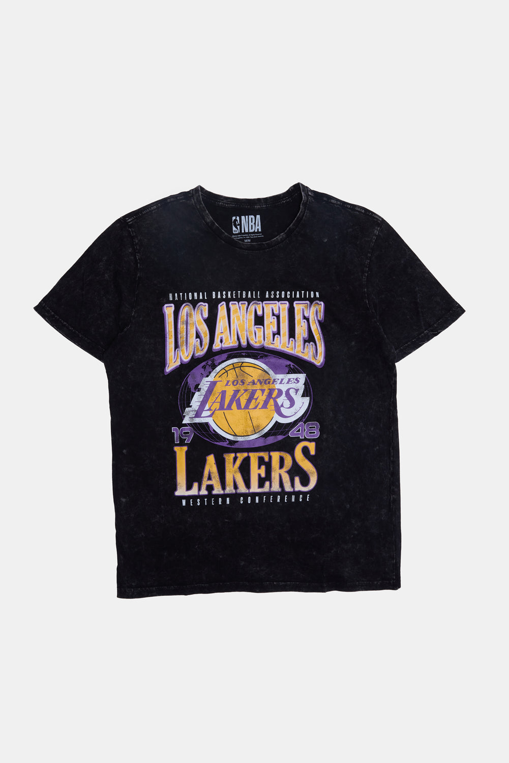 T-shirt délavé à l'acide imprimé LA Lakers homme T-shirt délavé à l'acide imprimé LA Lakers homme