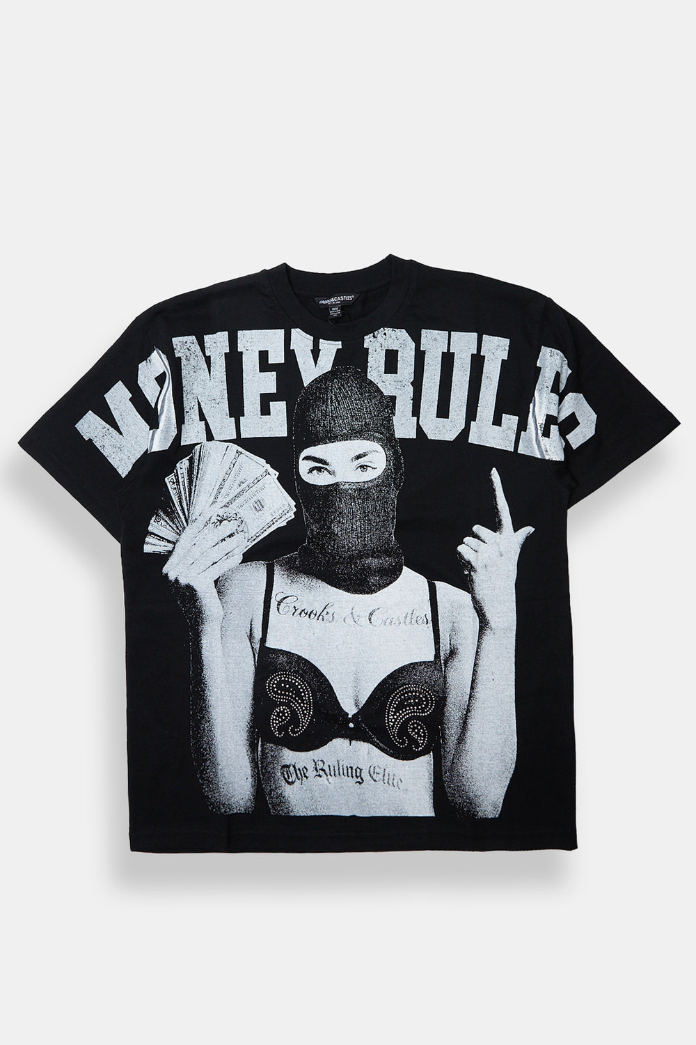 Mens Crooks & Castles Money Rules Vintage Tee Mens Crooks & Castles Money Rules Vintage Tee
