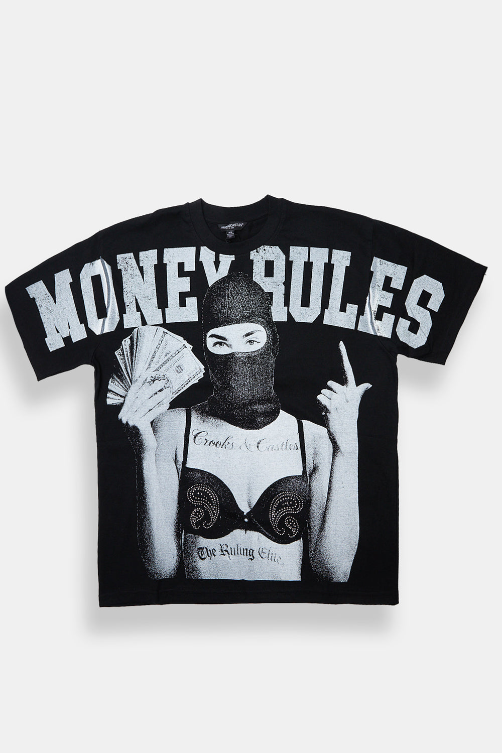 Mens Crooks & Castles Money Rules Vintage Tee Mens Crooks & Castles Money Rules Vintage Tee