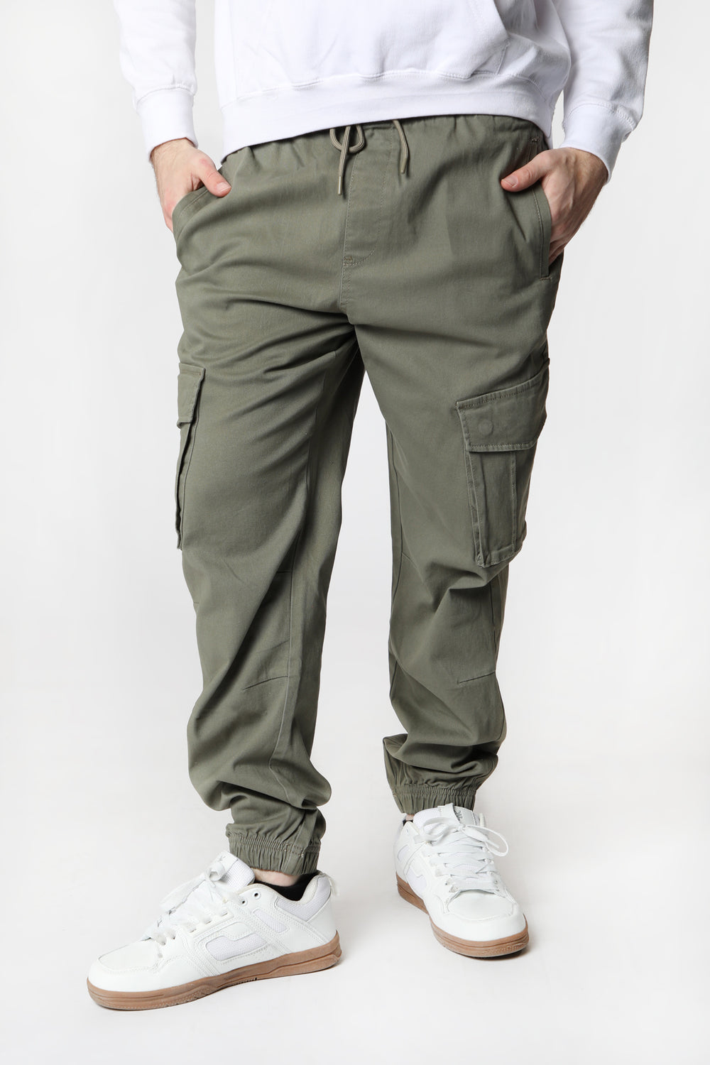 West49 Mens Twill Cargo Jogger Green
