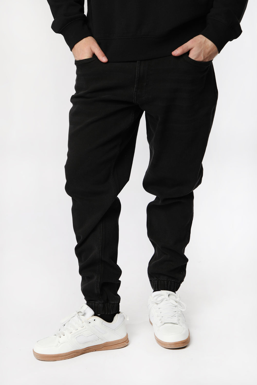 Denim joggers hot sale