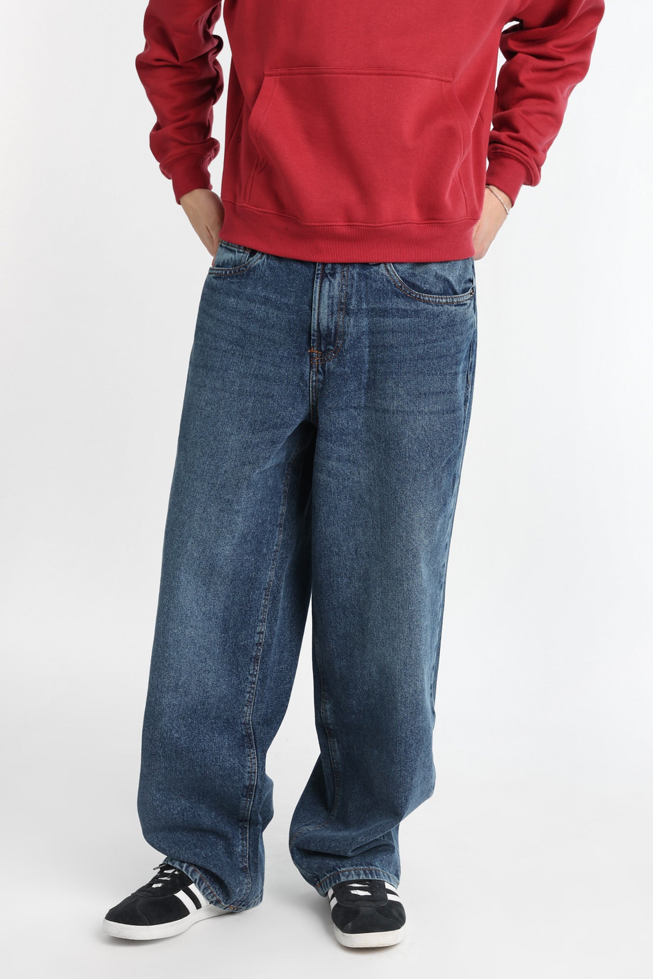 Baggy Dark Stonewash Jeans - Rinse Denim /