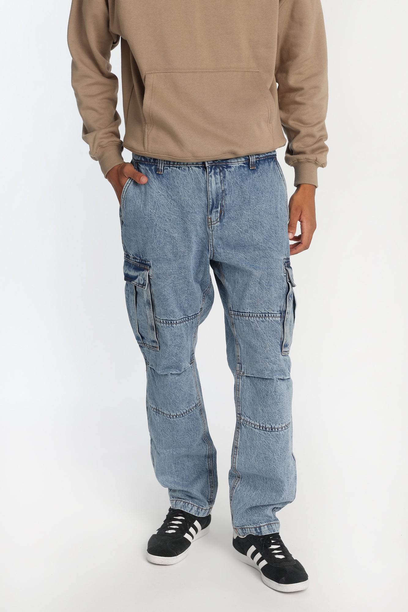 Light Stonewash Cargo Jeans - Denim Blue /