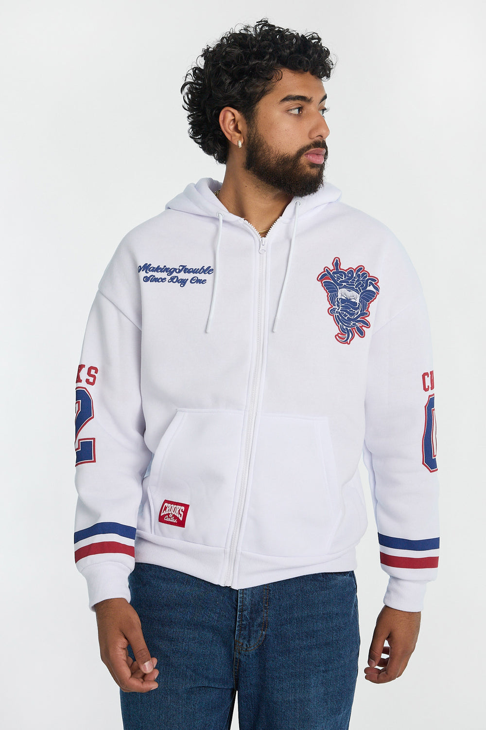 Mens Crooks & Castles Hockey Zip-Up Hoodie Mens Crooks & Castles Hockey Zip-Up Hoodie