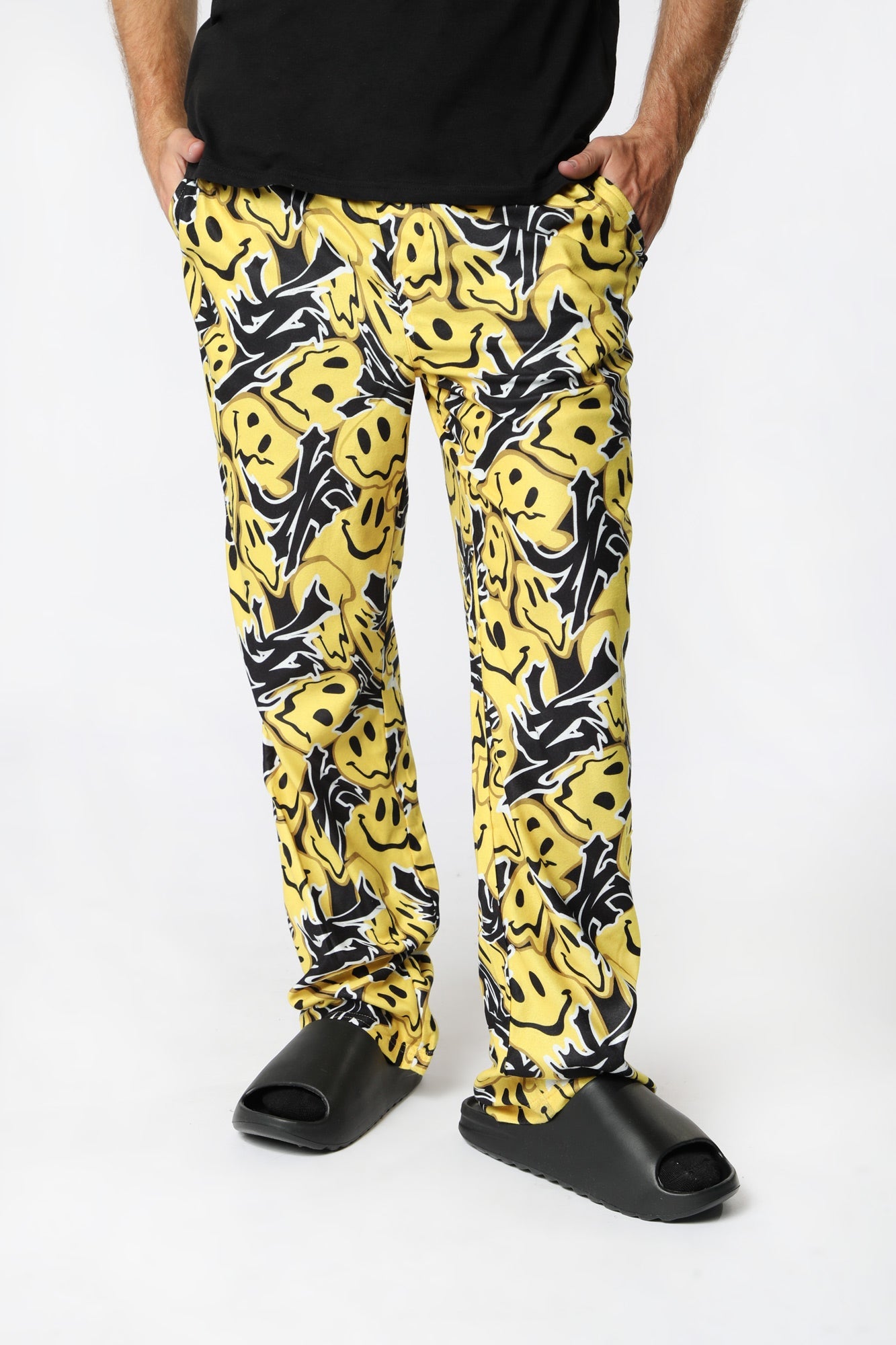 Zoo York Mens Smiley Print Pajama Bottoms - Yellow /