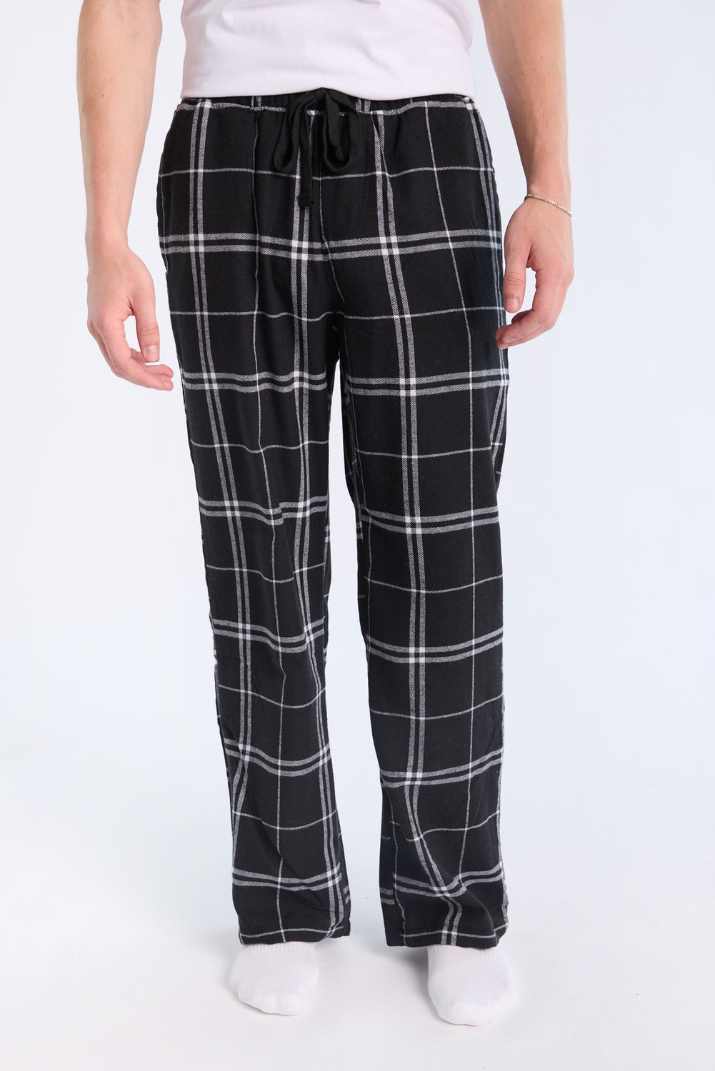 West49 Mens Black Plaid Pajama Bottoms West49 Mens Black Plaid Pajama Bottoms