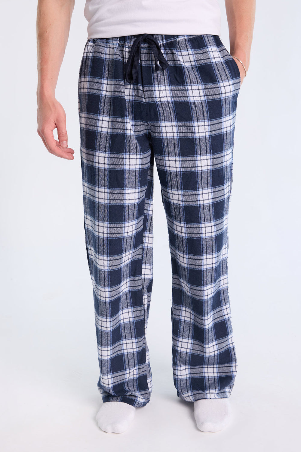 West49 Mens White Plaid Pajama Bottoms West49 Mens White Plaid Pajama Bottoms