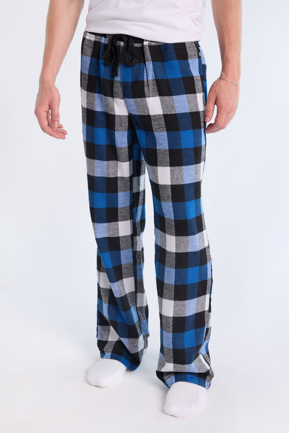 West49 Mens Blue Plaid Pajama Bottoms West49 Mens Blue Plaid Pajama Bottoms