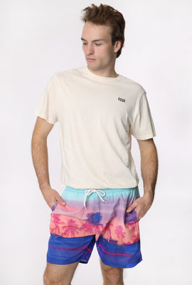 West49 Mens Tropical Sunset Print Beach Shorts
