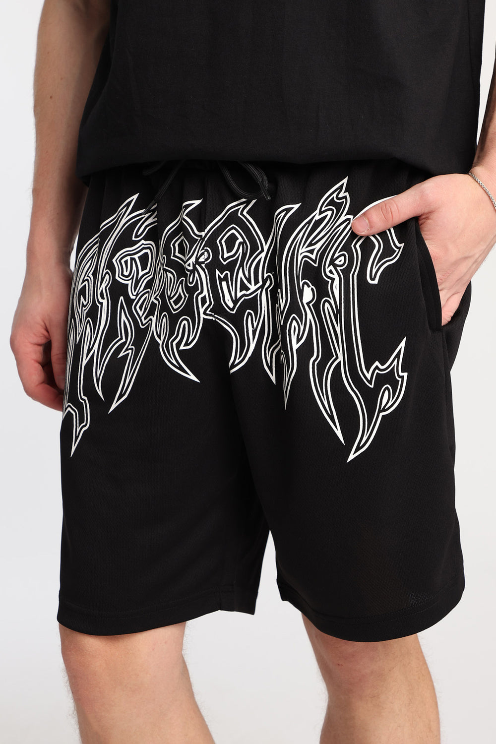 Short en maille imprimé logo Arsenic Short en maille imprimé logo Arsenic