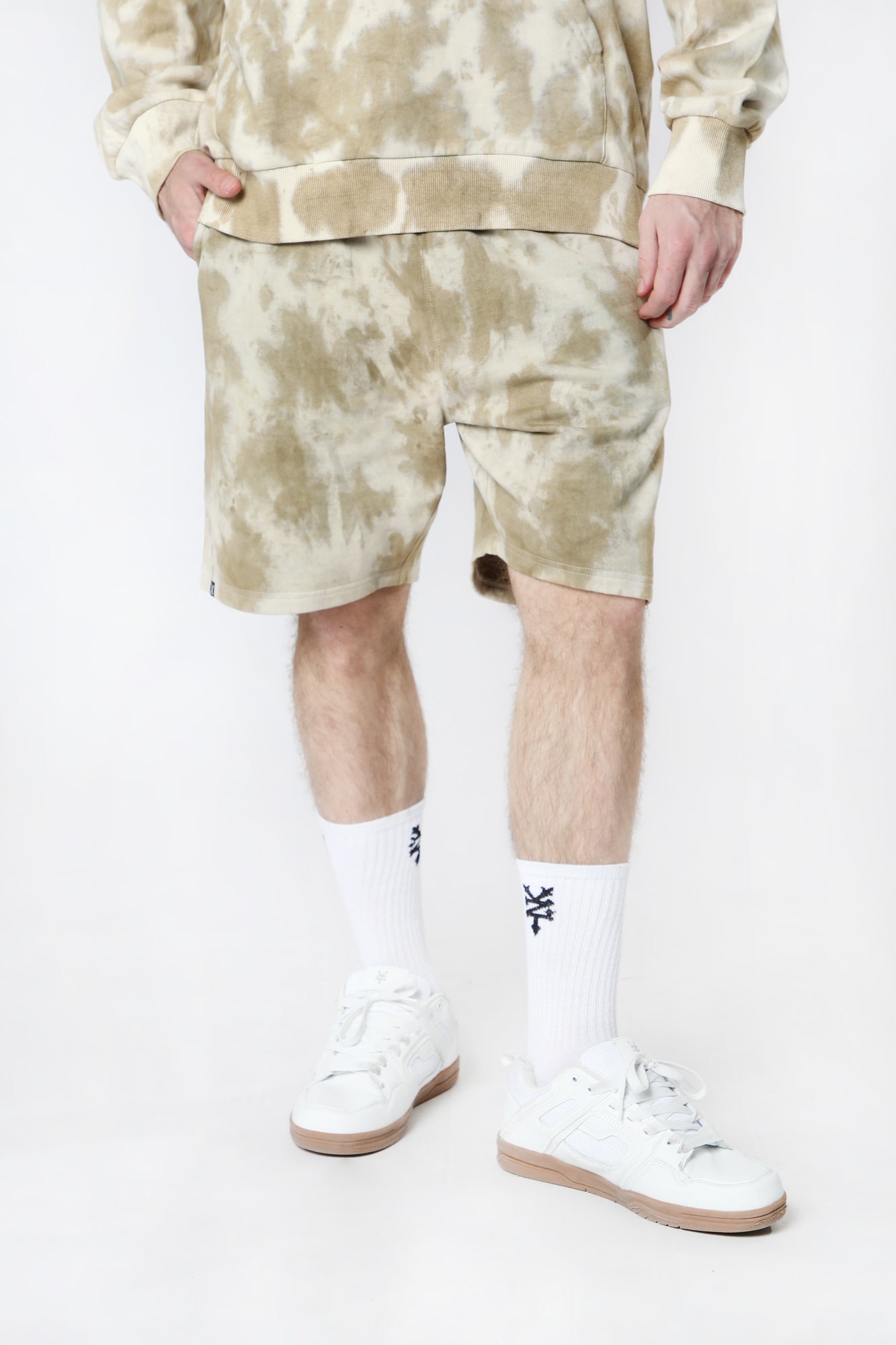 Arsenic Mens Tie-Dye Fleece Shorts - Sand /