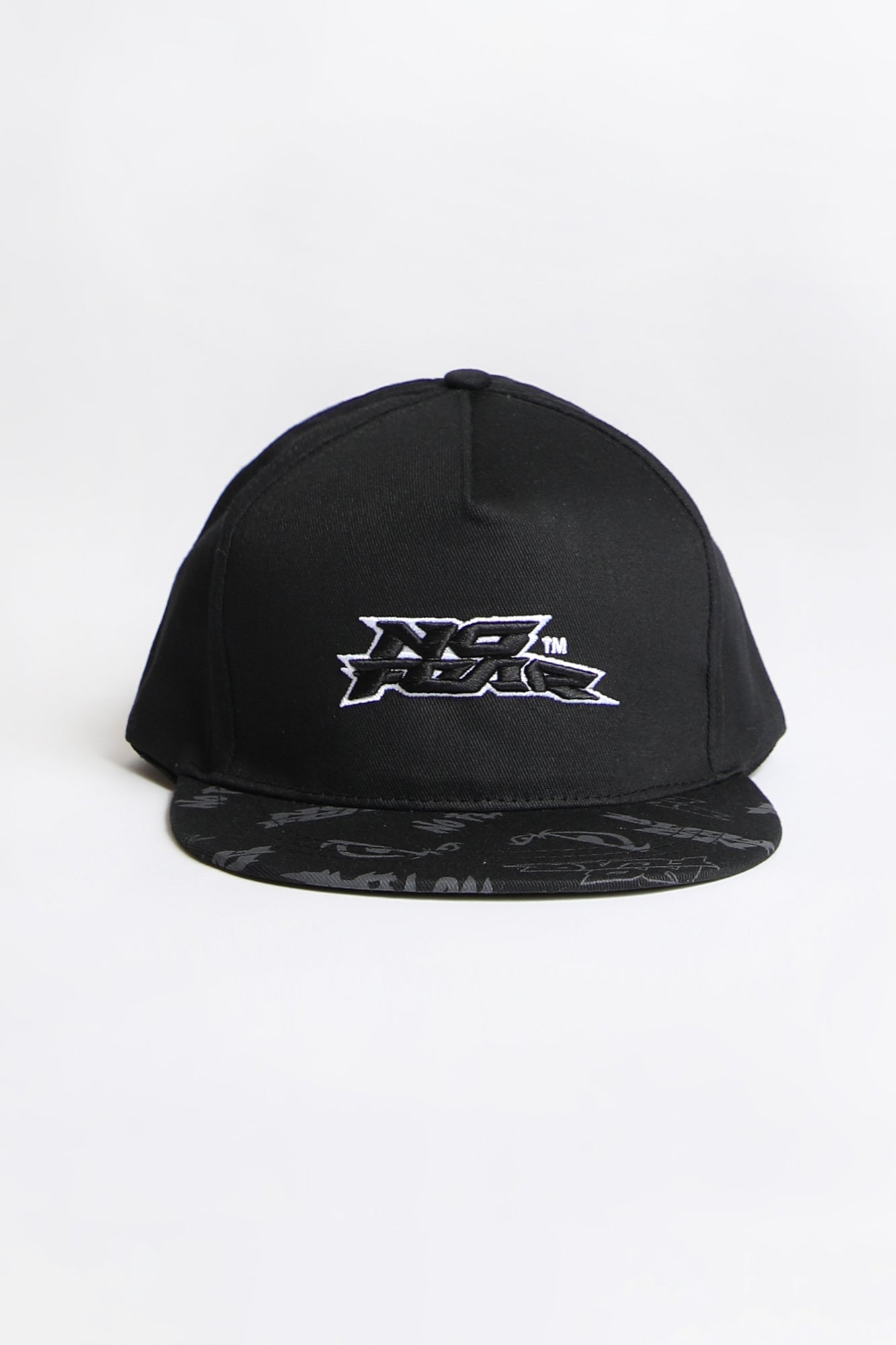 No Fear Mens Embroidered Logo Flat Brim Hat - Black / O/S