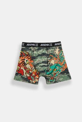 Caleçon boxeur camouflage imprimé dragon et tigre Arsenic
