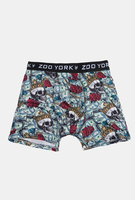 Boxer imprimé crânes et dollars Zoo York homme