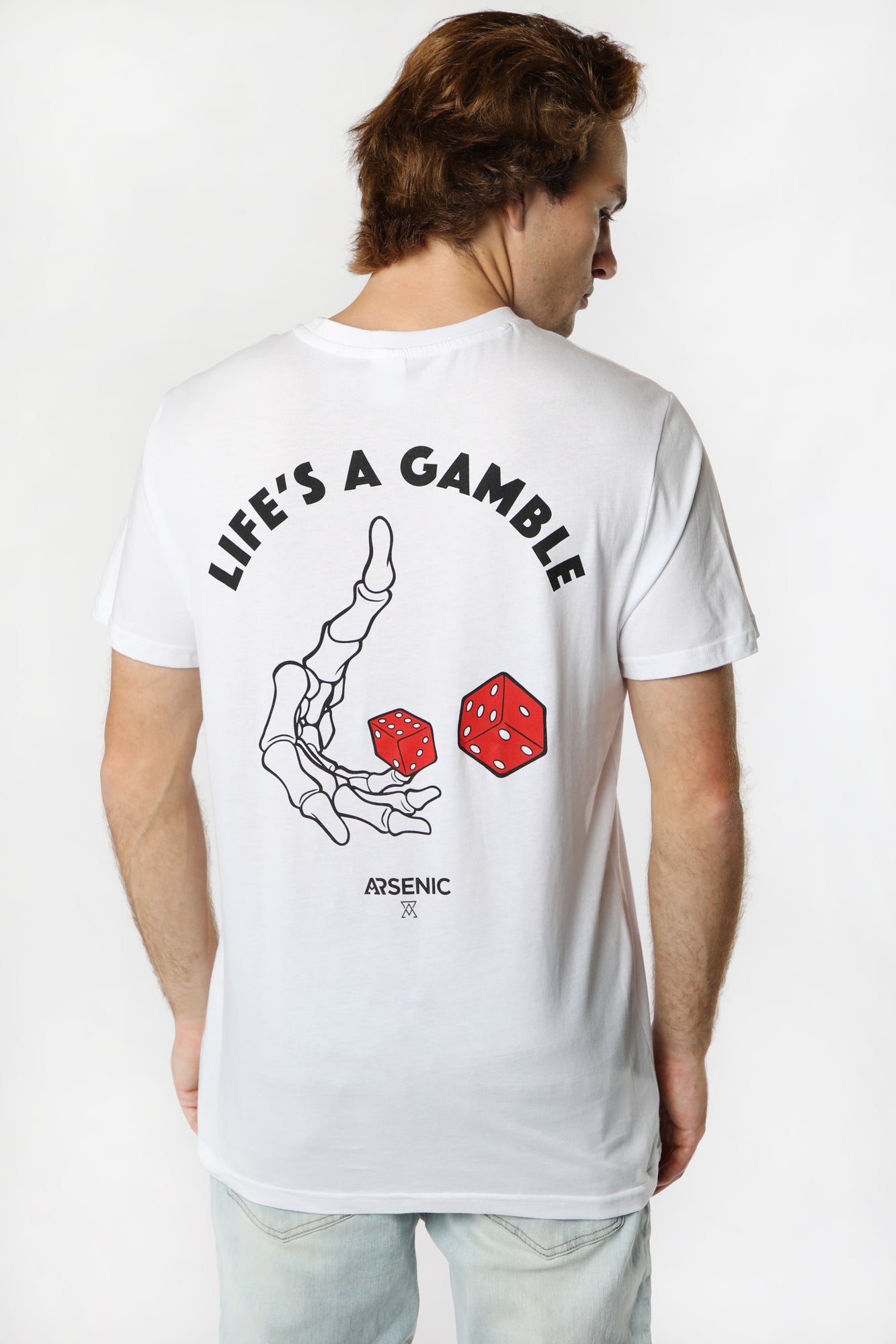 Arsenic Mens Life's A Gamble T-Shirt - White /