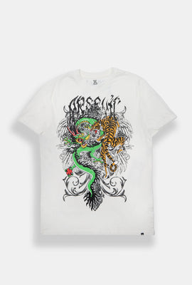 T-shirt imprimé dragon et tigre Arsenic