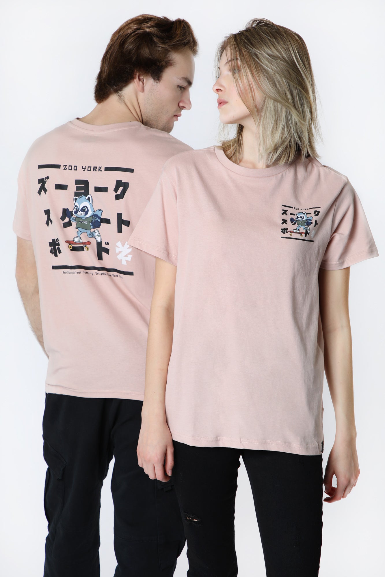 Zoo York Raccoon Skater Unisex T-Shirt - Light Pink /