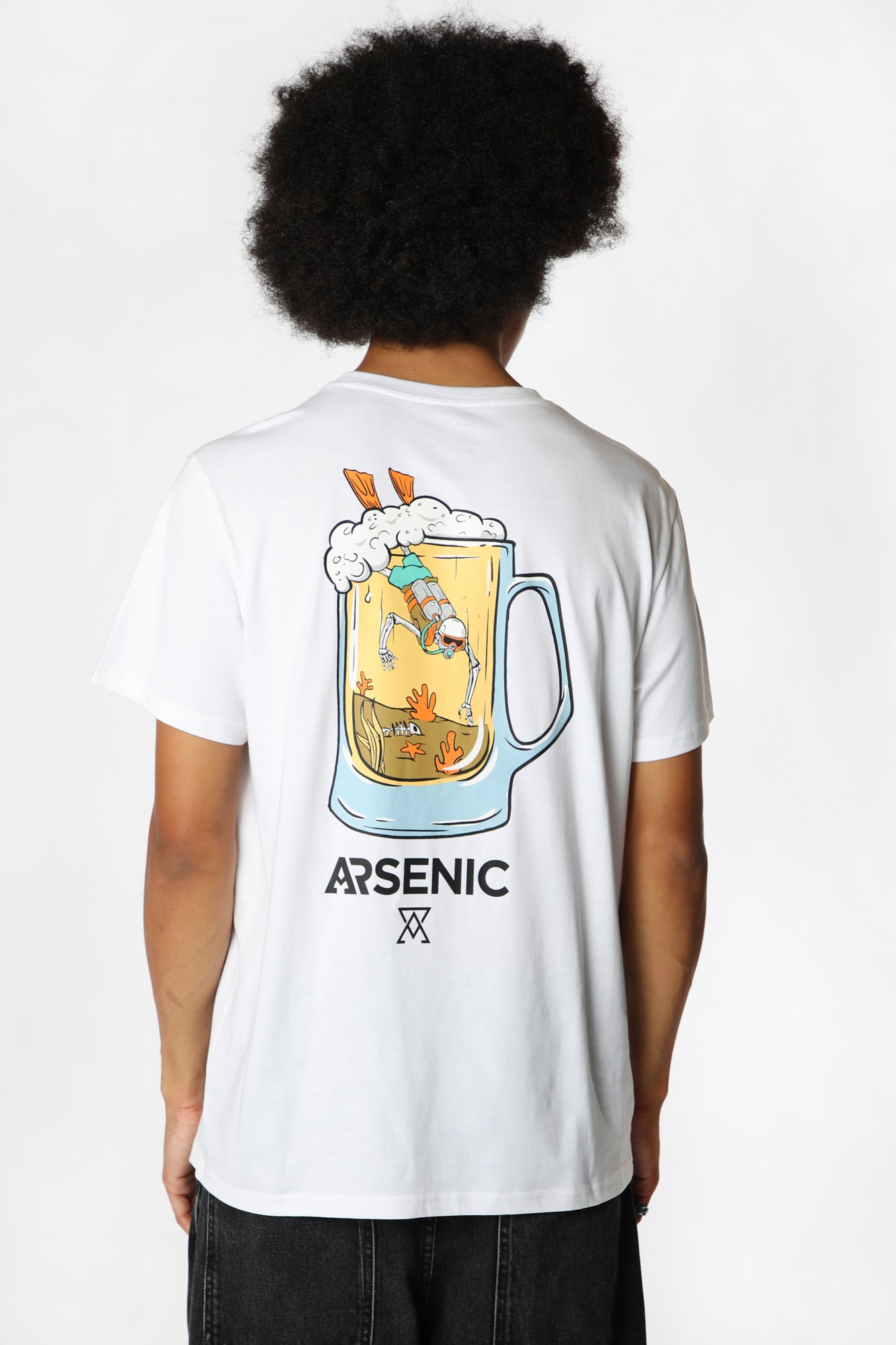 Arsenic Mens Beer Mug Graphic T-Shirt - White /