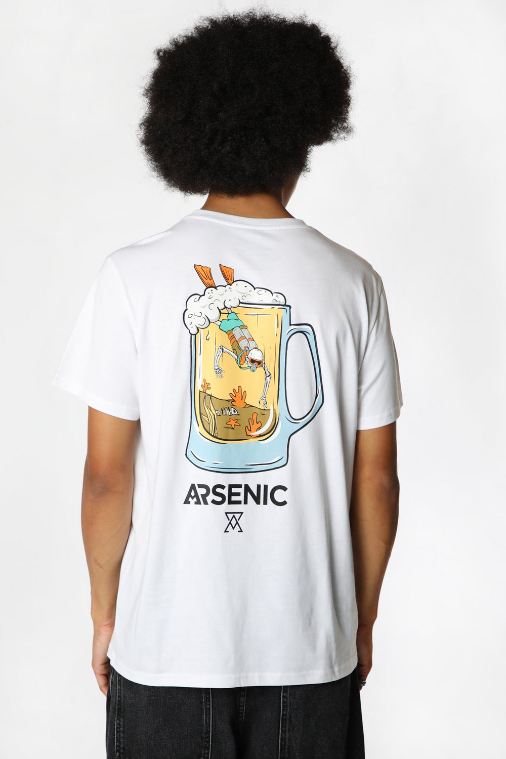 Arsenic Mens Beer Mug Graphic T-Shirt White