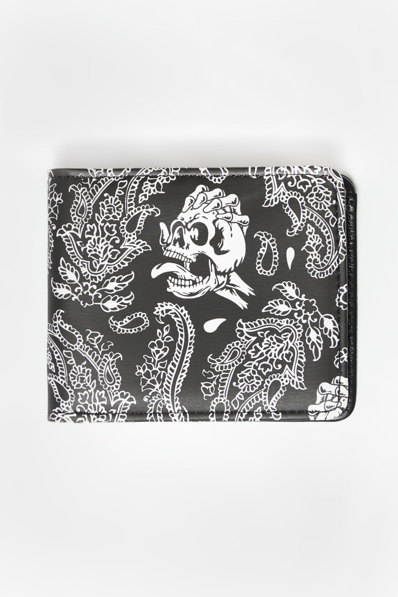 Arsenic Skull and Paisley Print Faux Leather Wallet - Black / O/S
