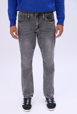 Mens Grey Straight Leg Jeans