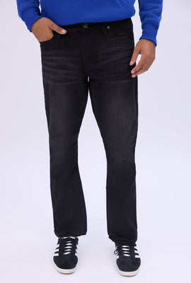 Mens Black Wash Straight Jeans