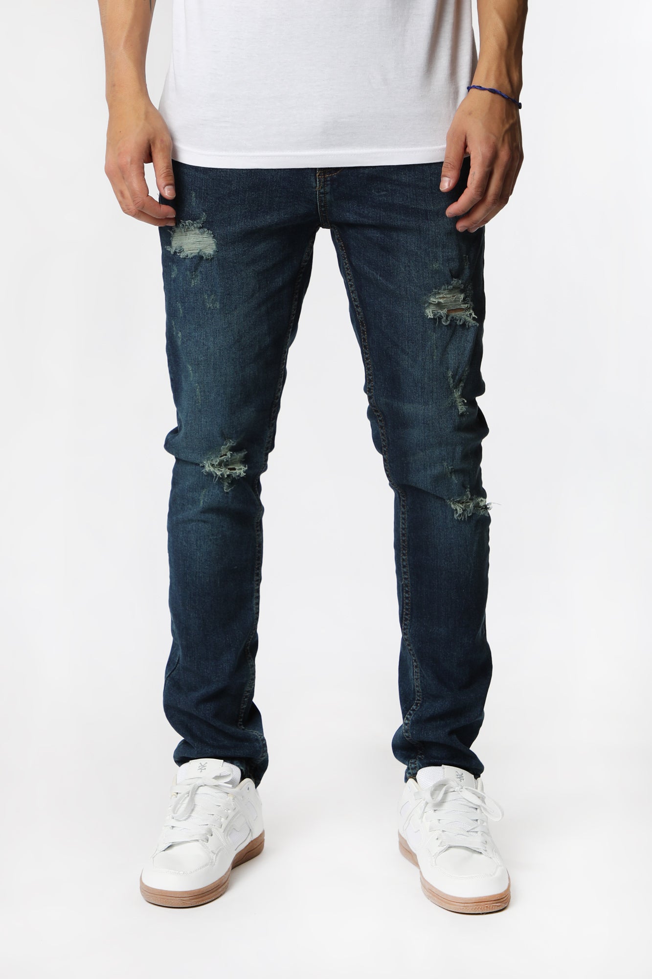 West49 Mens Distressed Skinny Jeans - Rinse Denim /