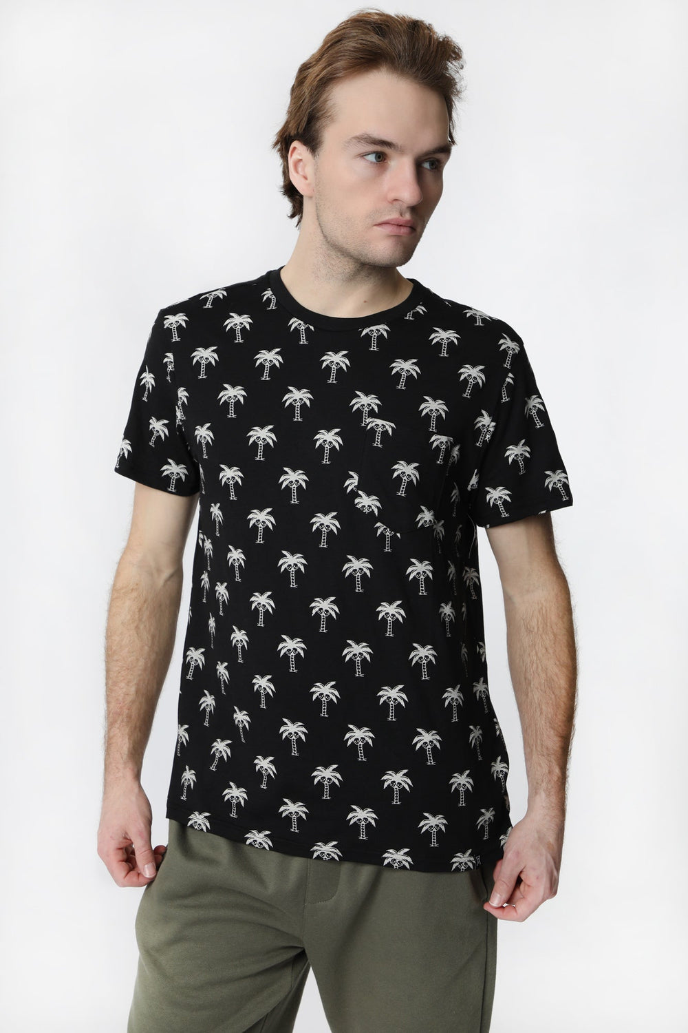 T-Shirt Imprimé Palmiers avec Poche Arsenic Homme T-Shirt Imprimé Palmiers avec Poche Arsenic Homme
