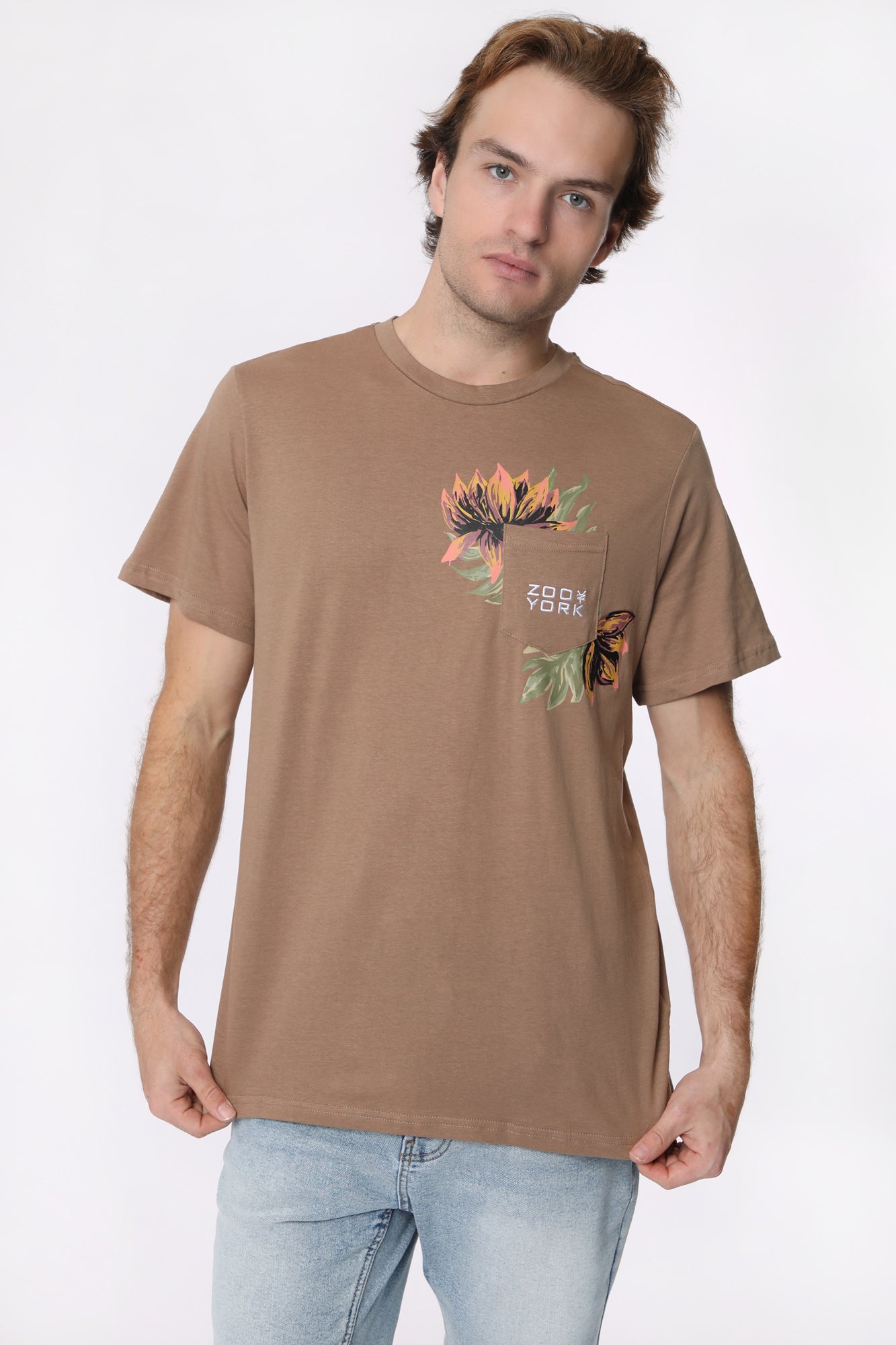 Zoo York Mens Floral Pocket T-Shirt - Medium Brown /