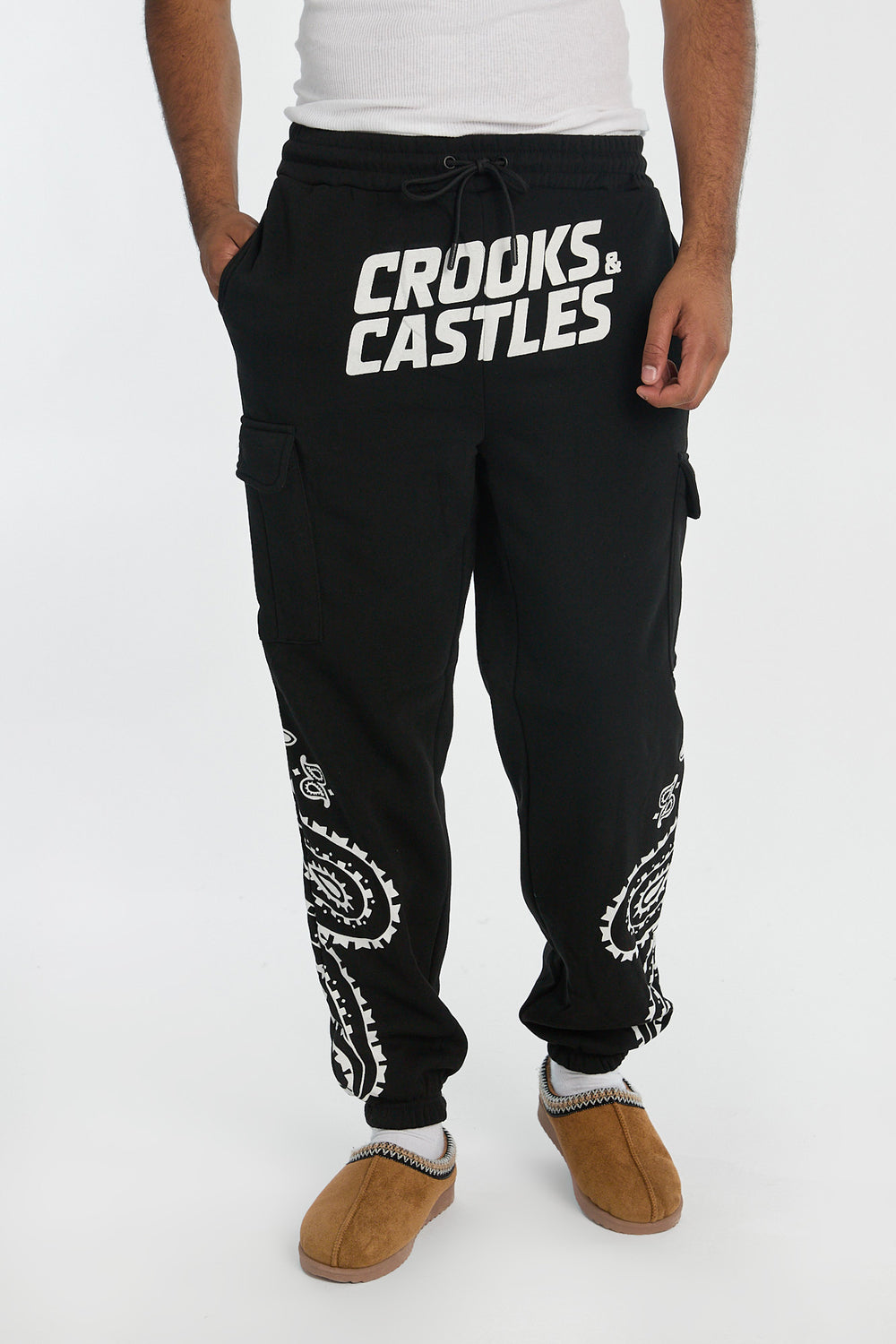 Mens Crooks & Castles Racing Cargo Sweatpant Mens Crooks & Castles Racing Cargo Sweatpant