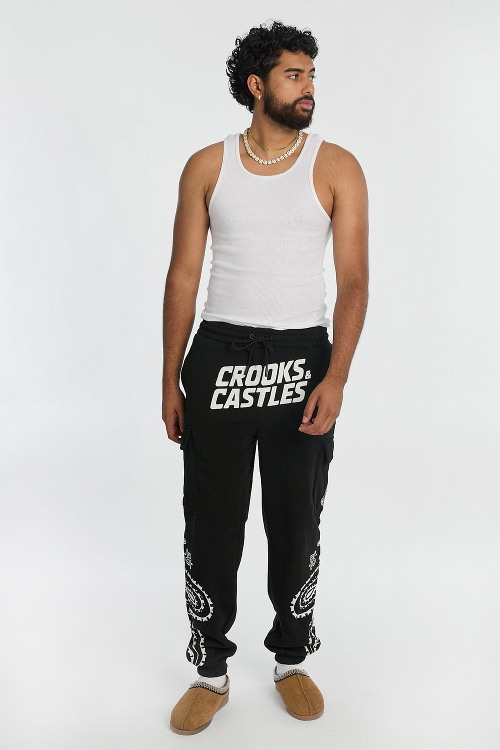 Mens Crooks & Castles Racing Cargo Sweatpant Mens Crooks & Castles Racing Cargo Sweatpant