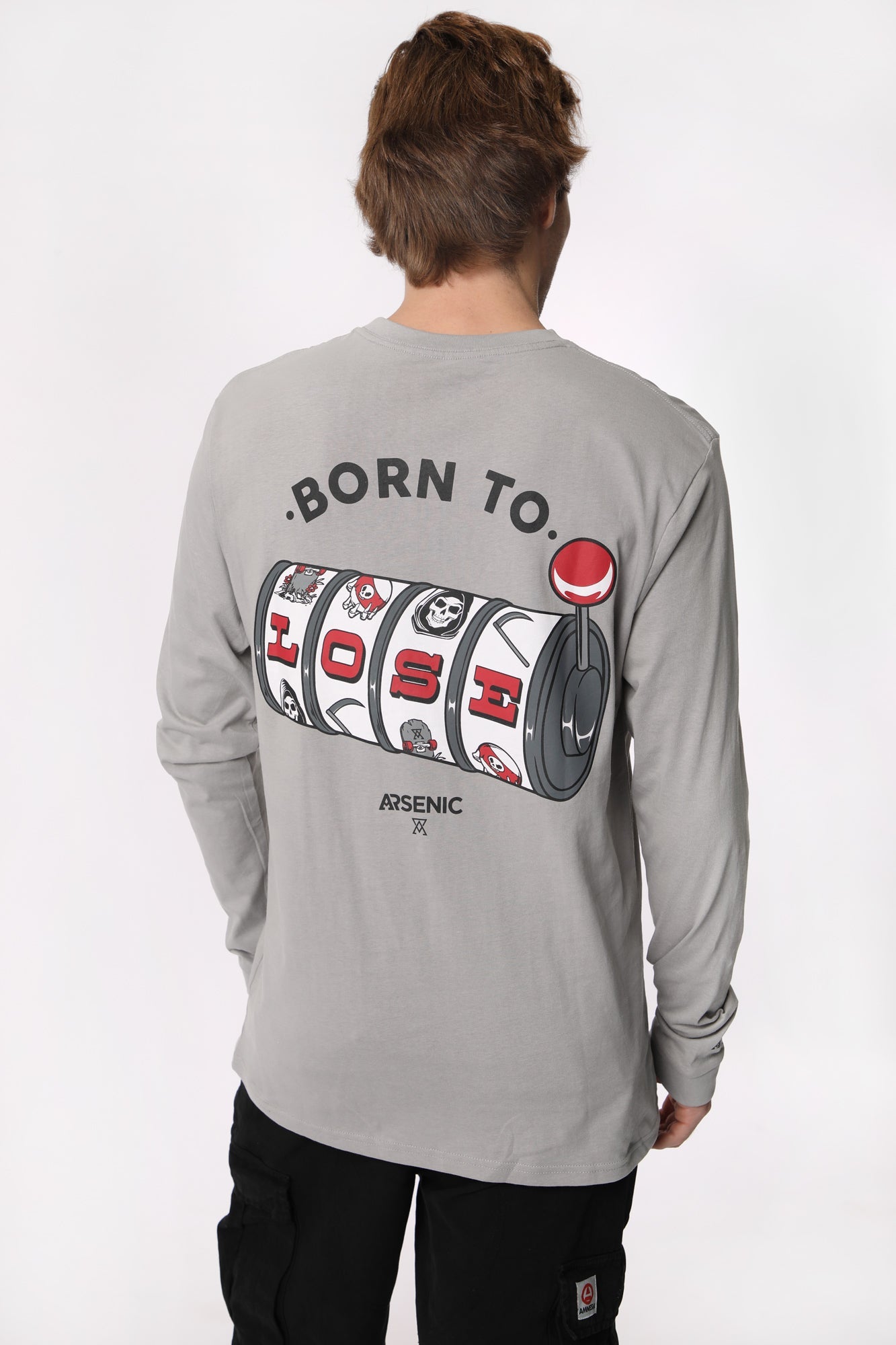 Arsenic Mens Born to Lose Long Sleeve Top - Light Grey /