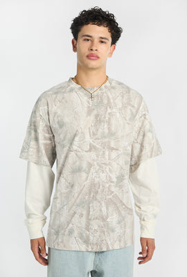 Zoo York Mens Camo Layered Long-Sleeve Tee