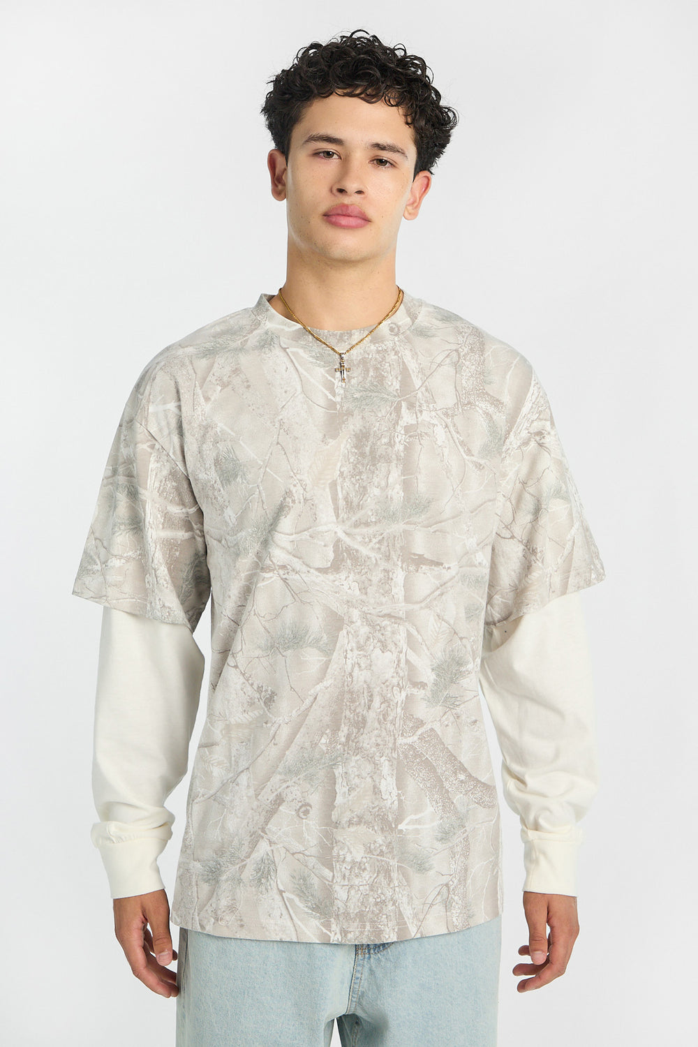 Zoo York Mens Camo Layered Long-Sleeve Tee Zoo York Mens Camo Layered Long-Sleeve Tee